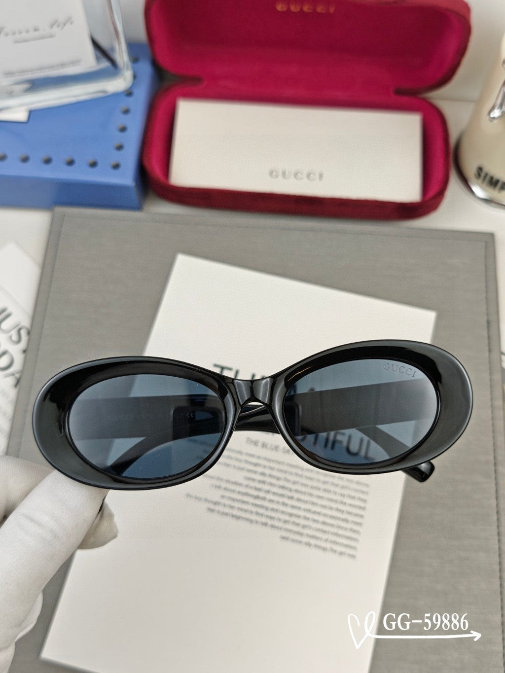GUCCI OVAL FRAME SUNGLASSES 59886 IN ACETATE