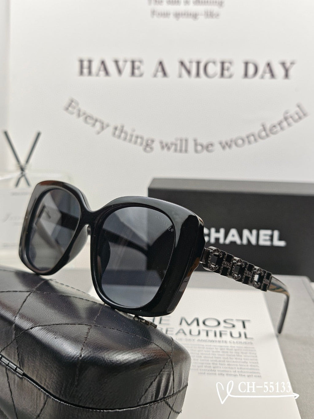 CHANEL SQUARE SUNGLASSES 55133 IN ACETATE METAL FRAME