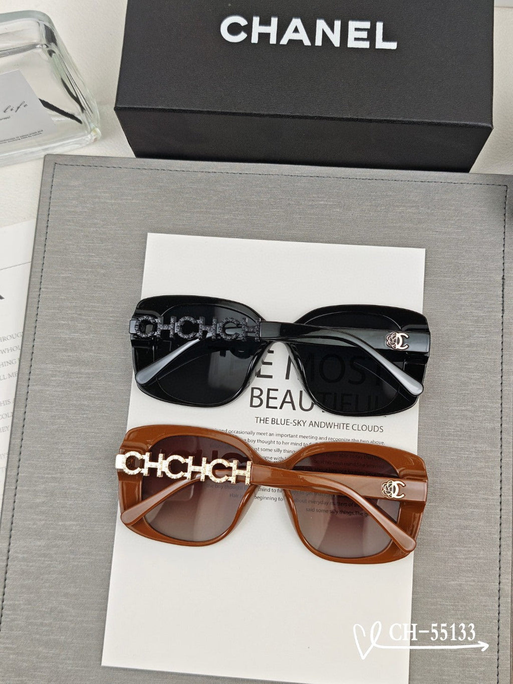 CHANEL SQUARE SUNGLASSES 55133 IN ACETATE METAL FRAME