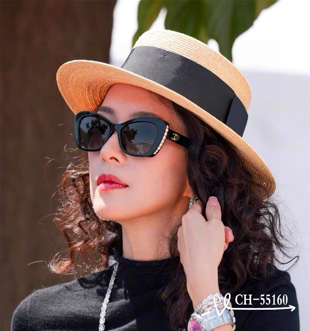 CHANEL CAT EYE SUNGLASSES 55160 IN ACETATE