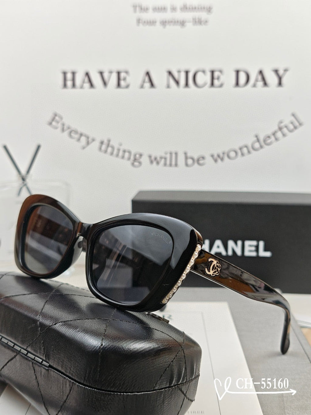 CHANEL CAT EYE SUNGLASSES 55160 IN ACETATE
