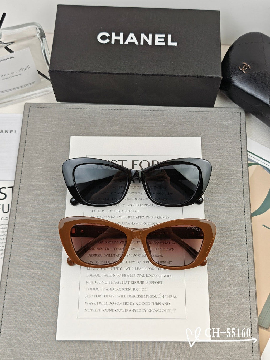 CHANEL CAT EYE SUNGLASSES 55160 IN ACETATE