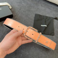 CHANEL BELT 40MM IN CORAL CALFSKIN WITH INTERWOVEN CHAIN BUCKLE ZIPPER IN TRIM SILVER HARDWARE