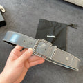 CHANEL BELT 40MM IN GRAY CALFSKIN WITH INTERWOVEN CHAIN BUCKLE ZIPPER IN TRIM SILVER HARDWARE