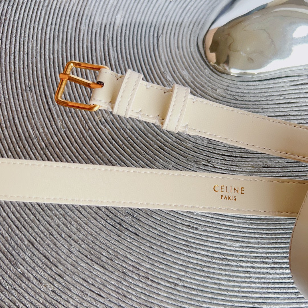 CELINE CL BELT BAG TRIOMPHE 25 MM BELT TRIOMPHE WHITE CALFSKIN GOLD HARDWARE