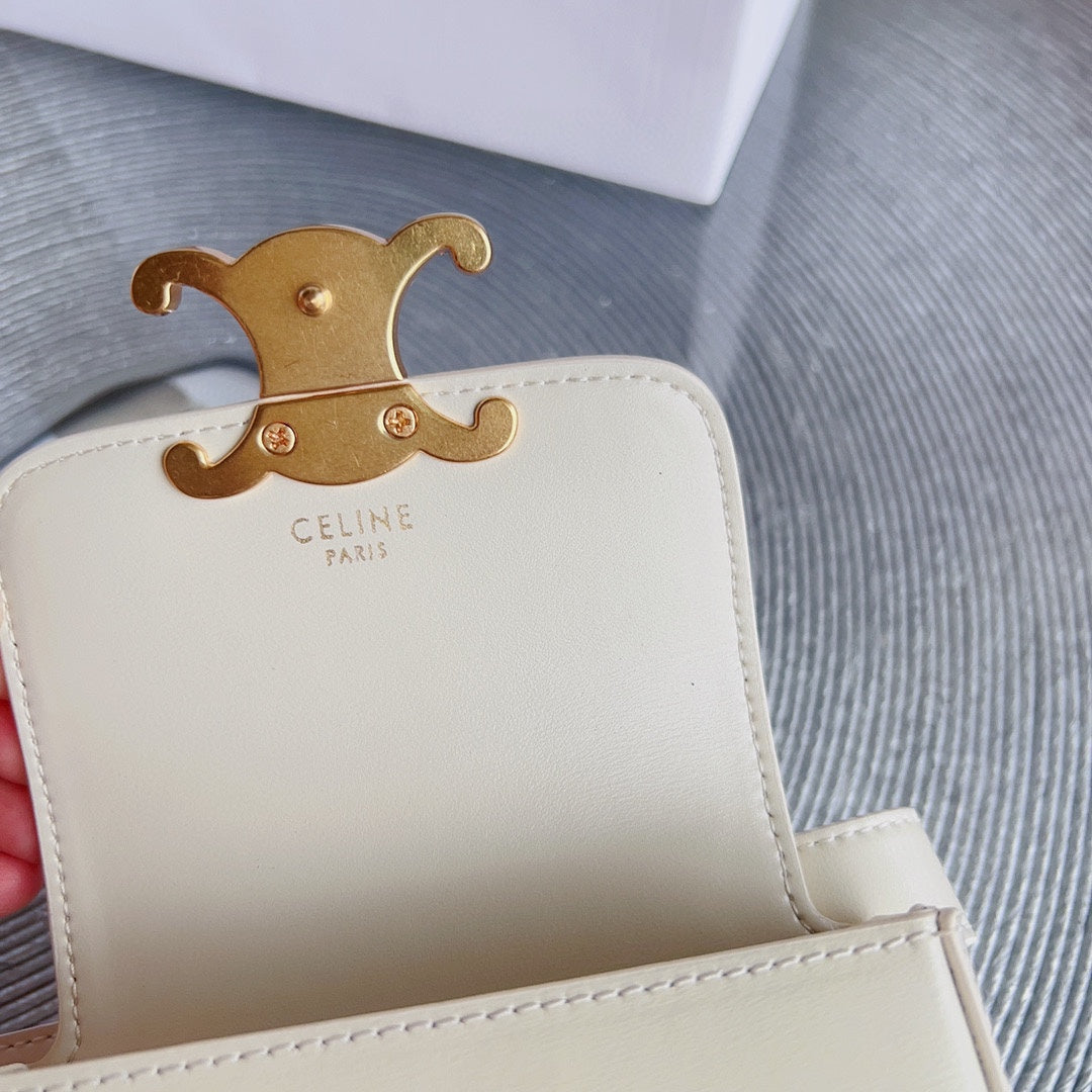 CELINE CL BELT BAG TRIOMPHE 25 MM BELT TRIOMPHE WHITE CALFSKIN GOLD HARDWARE