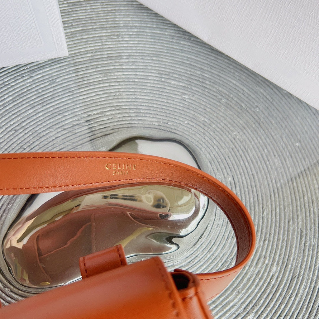 CELINE CL BELT BAG TRIOMPHE 25 MM BELT TRIOMPHE ORANGE CALFSKIN GOLD HARDWARE
