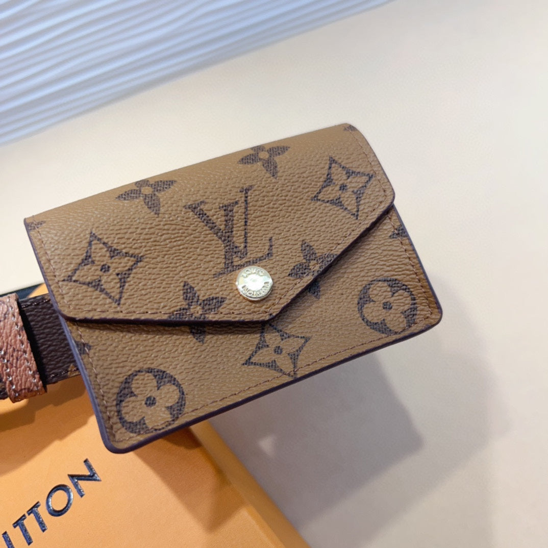 LOUIS VUITTON LV MULTI POCKET 30MM BELT IN CAMEL BROWN MONOGRAM CALFSKIN SILVER HARDWARE