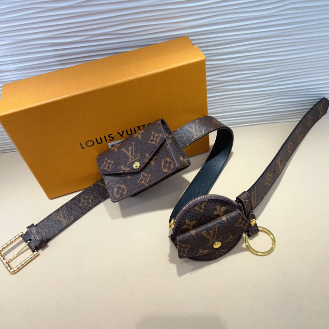 LOUIS VUITTON LV Daily Multi Pocket 30mm Belt Bag Brown Leather