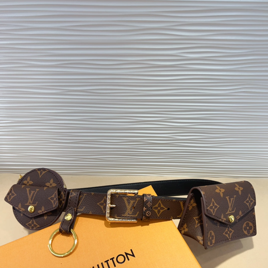 LOUIS VUITTON LV Daily Multi Pocket 30mm Belt Bag Brown Leather