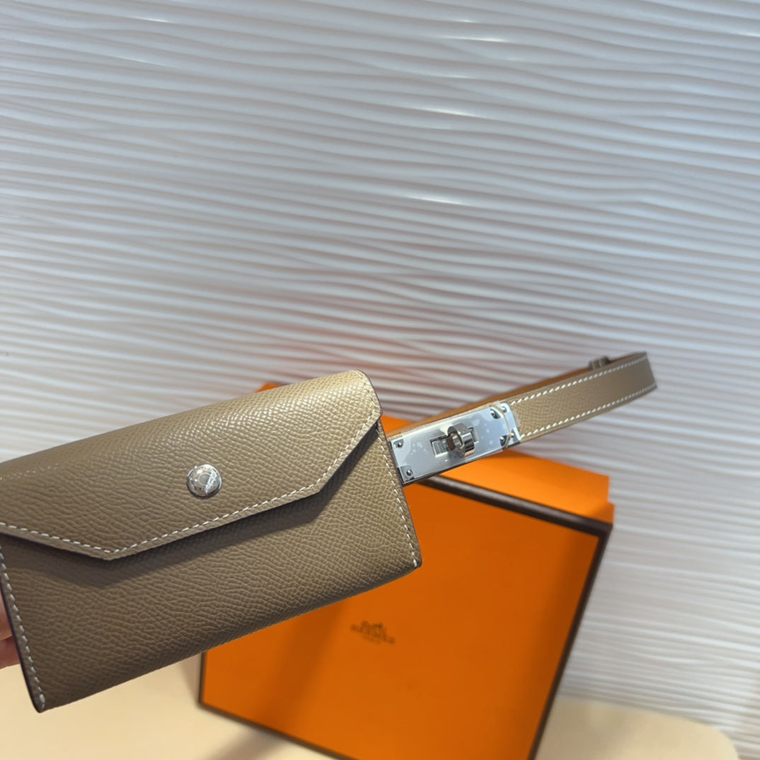 HERMES KELLY POCKET 18MM BELT CHOCOLATE BROWN LEATHER SILVER HARDWARE