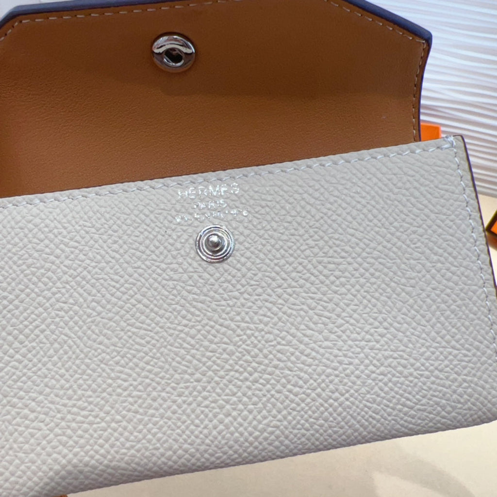 HERMES KELLY WHITE POCKET 18MM BELT LEATHER SILVER HARDWARE