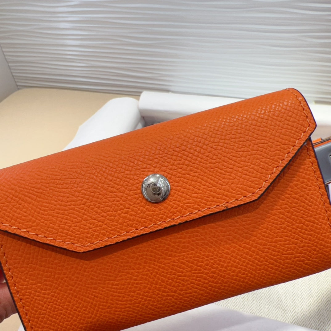 HERMES KELLY POCKET 18MM BELT ORANGE LEATHER SILVER HARDWARE