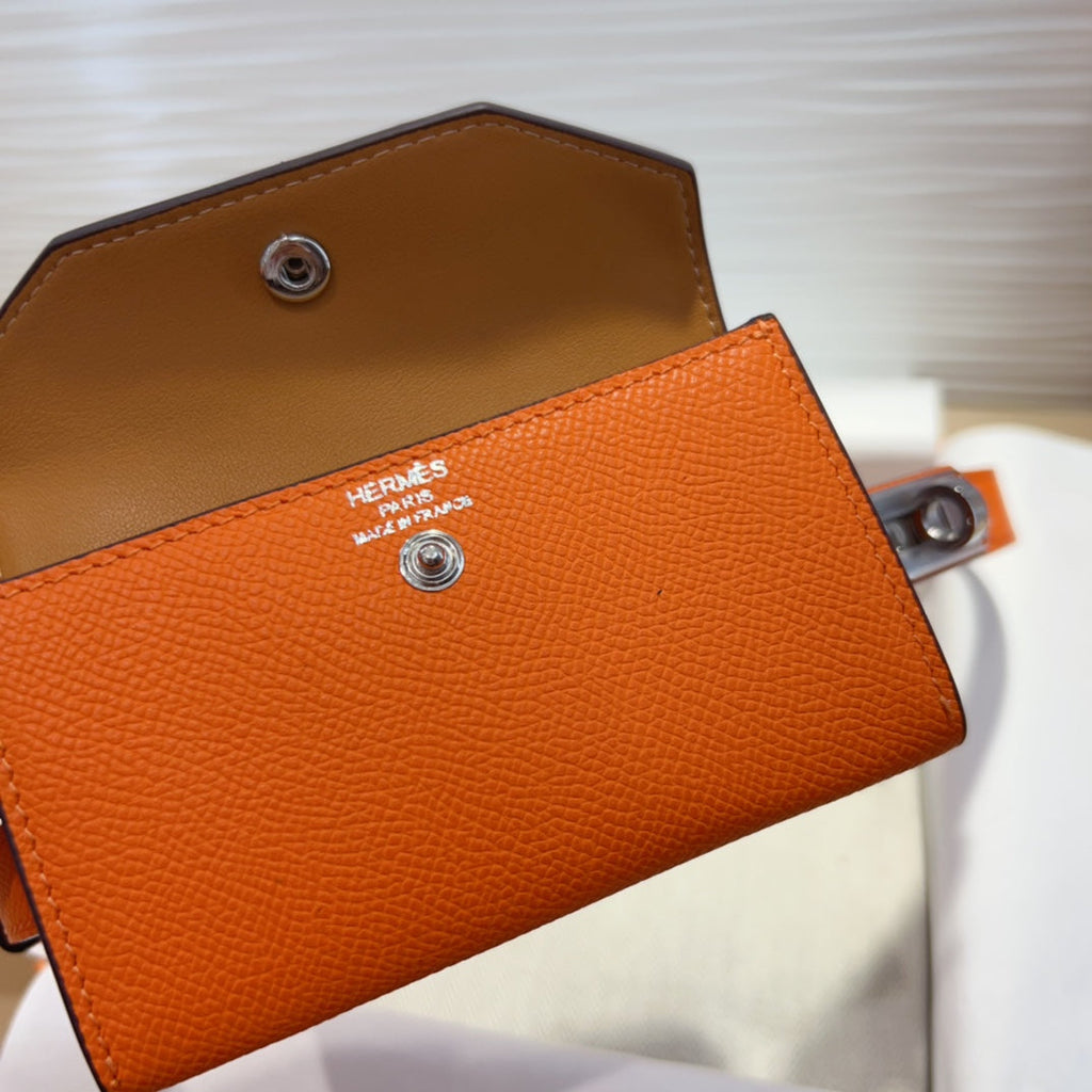 HERMES KELLY POCKET 18MM BELT ORANGE LEATHER SILVER HARDWARE
