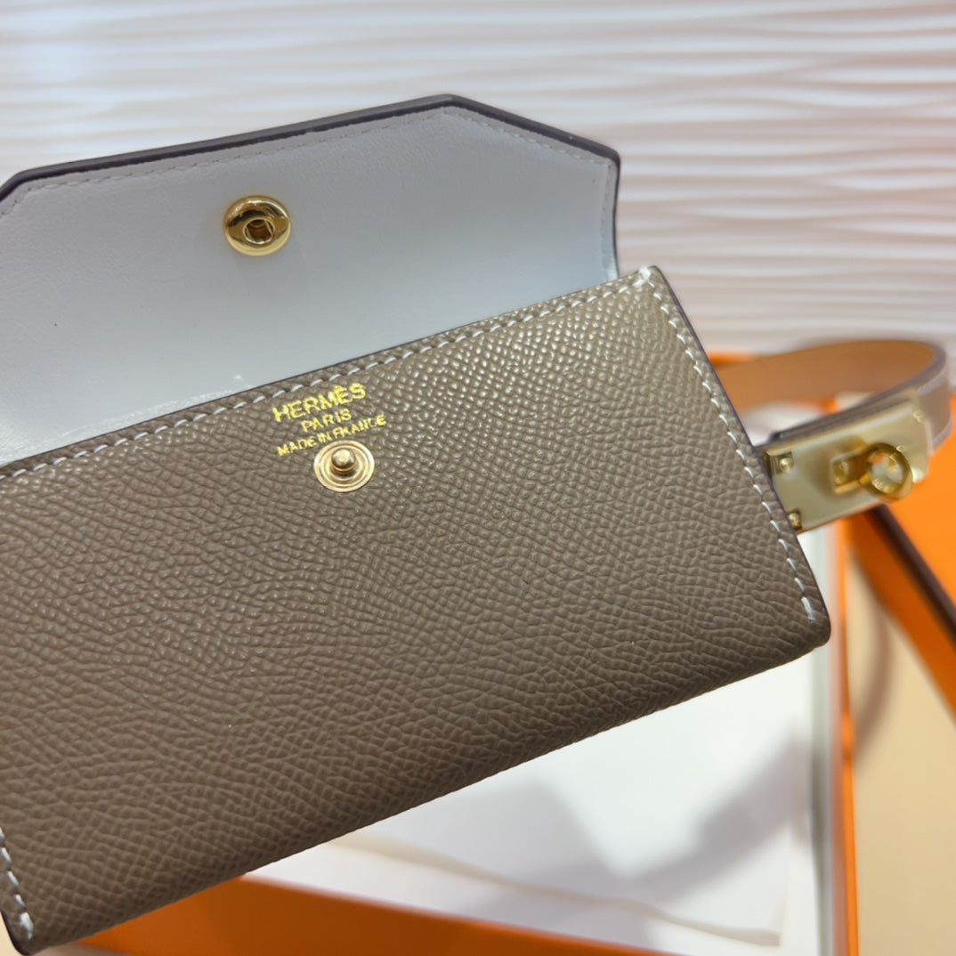 HERMES KELLY POCKET 18MM BELT CHOCOLATE BROWN LEATHER GOLD HARDWARE