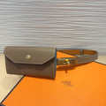 HERMES KELLY POCKET 18MM BELT CHOCOLATE BROWN LEATHER GOLD HARDWARE