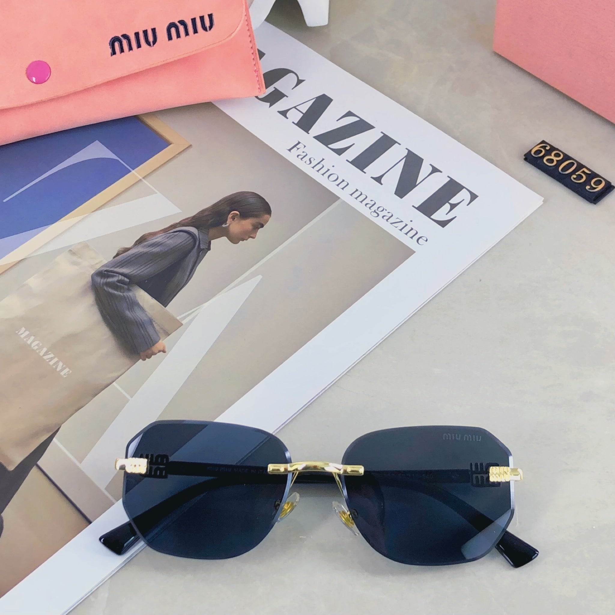 MIU MIU LOGO SUNGLASSES 498947 IN METAL