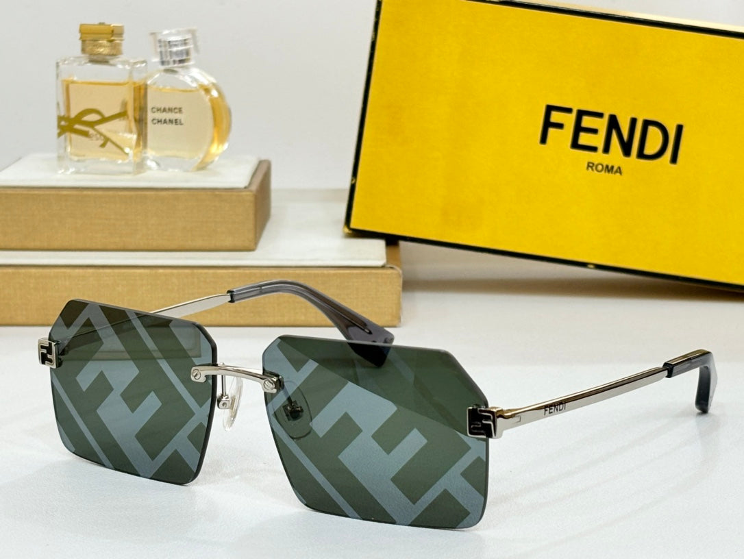 FENDI SKY RECTANGULAR FRAME SUNGLASSES FE40043U IN METAL