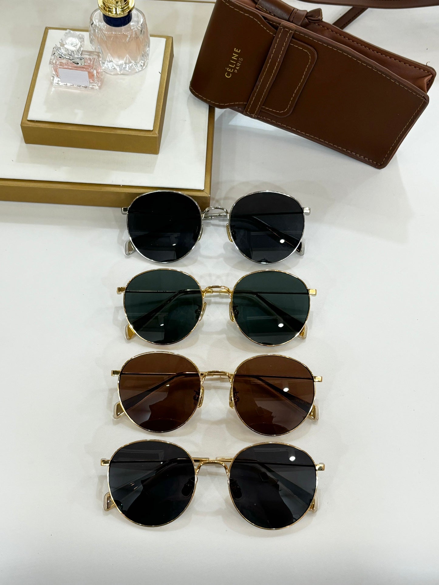 CELINE SUNGLASSES CL40100 IN METAL MINERAL GLASS LENSES