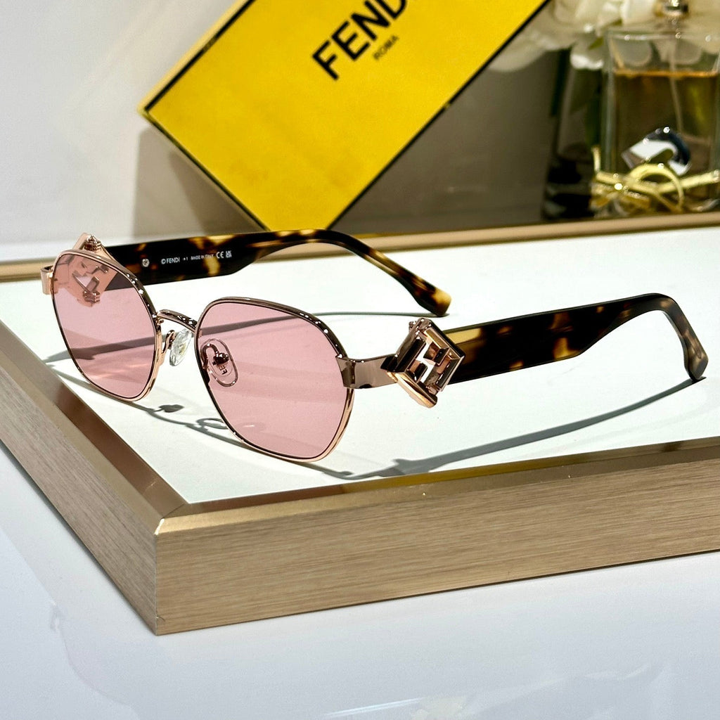 FENDI TRAVEL ROUND FRAME SUNGLASSES FE40148L IN METAL AND ACETATE