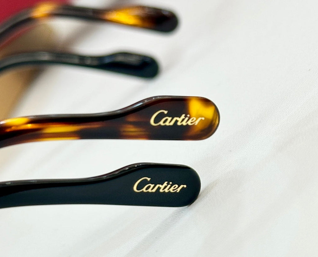 CARTIER PREMIÈRE GEOMETRIC FRAME SUNGLASSES 530303 IN METAL AND WOODEN