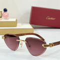 CARTIER PANTHÈRE RIMLESS TRIANGLE FRAME SUNGLASSES CT0616S IN METAL AND WOODEN