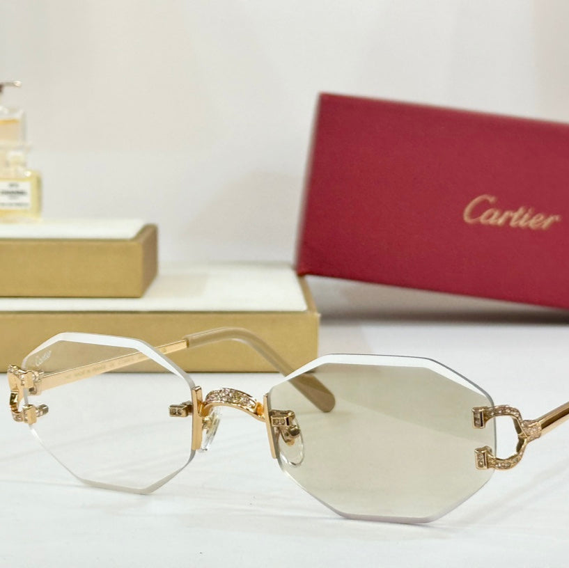 CARTIER PHOTOCHROMIC LENSES GEOMETRIC FRAME SUNGLASSES CT0581S IN METAL