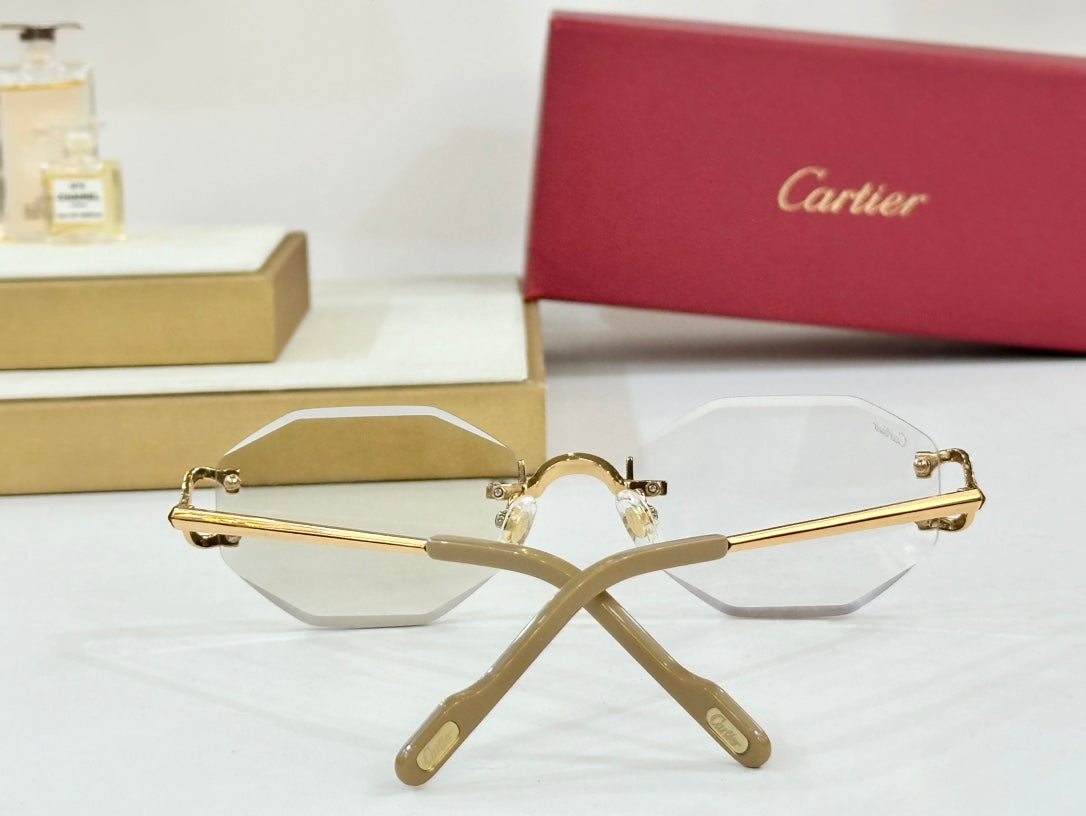 CARTIER PHOTOCHROMIC LENSES GEOMETRIC FRAME SUNGLASSES CT0581S IN METAL