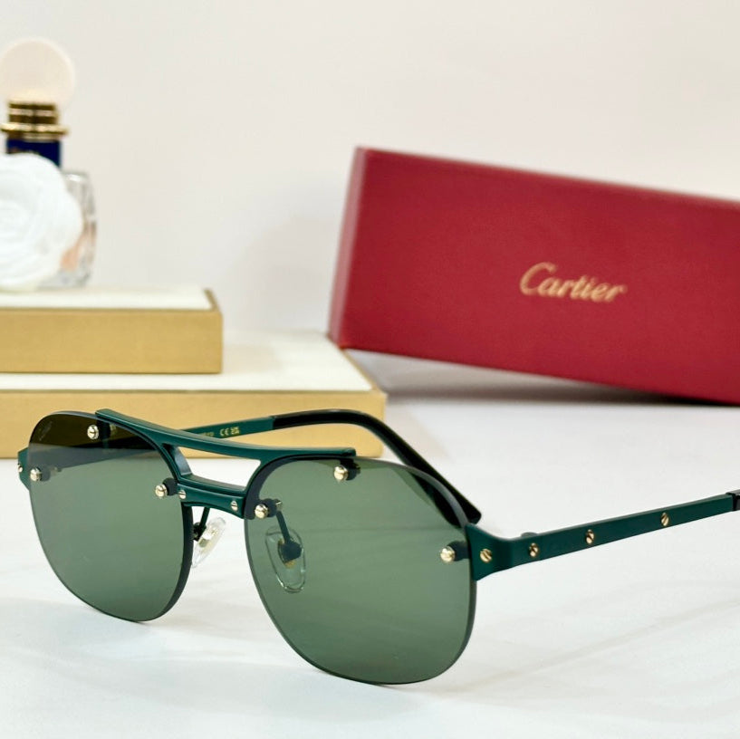 CARTIER SANTOS ROUND FRAME SUNGLASSES CT00676 IN METAL