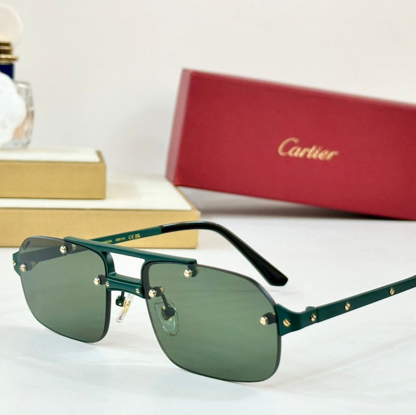 CARTIER SANTOS RECTANGULAR FRAME SUNGLASSES CT0660S IN METAL