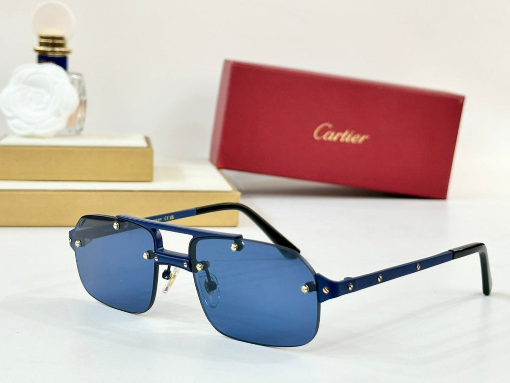 CARTIER SANTOS RECTANGULAR FRAME SUNGLASSES CT0660S IN METAL