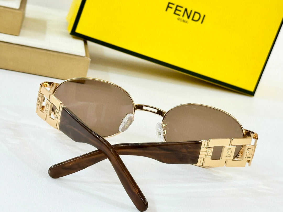 FENDI FIRST CRYSTAL OVAL FRAME SUNGLASSES 7076 IN METAL