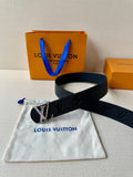 LOUIS VUITTON LV 25S BELT 40 MM IN BLACK CALFSKIN WITH SILVER HARDWARE 593265