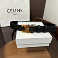 CELINE TRIOMPHE BELT 30MM IN BLACK CALFSKIN WITH GOLD BUCKLE