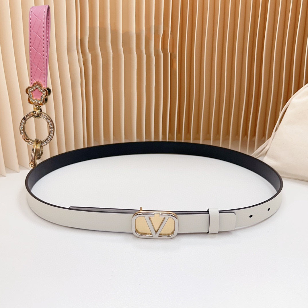 VALENTINO Silver Vlogo and Gold Hardware Buckle Black White Calfskin 20mm
