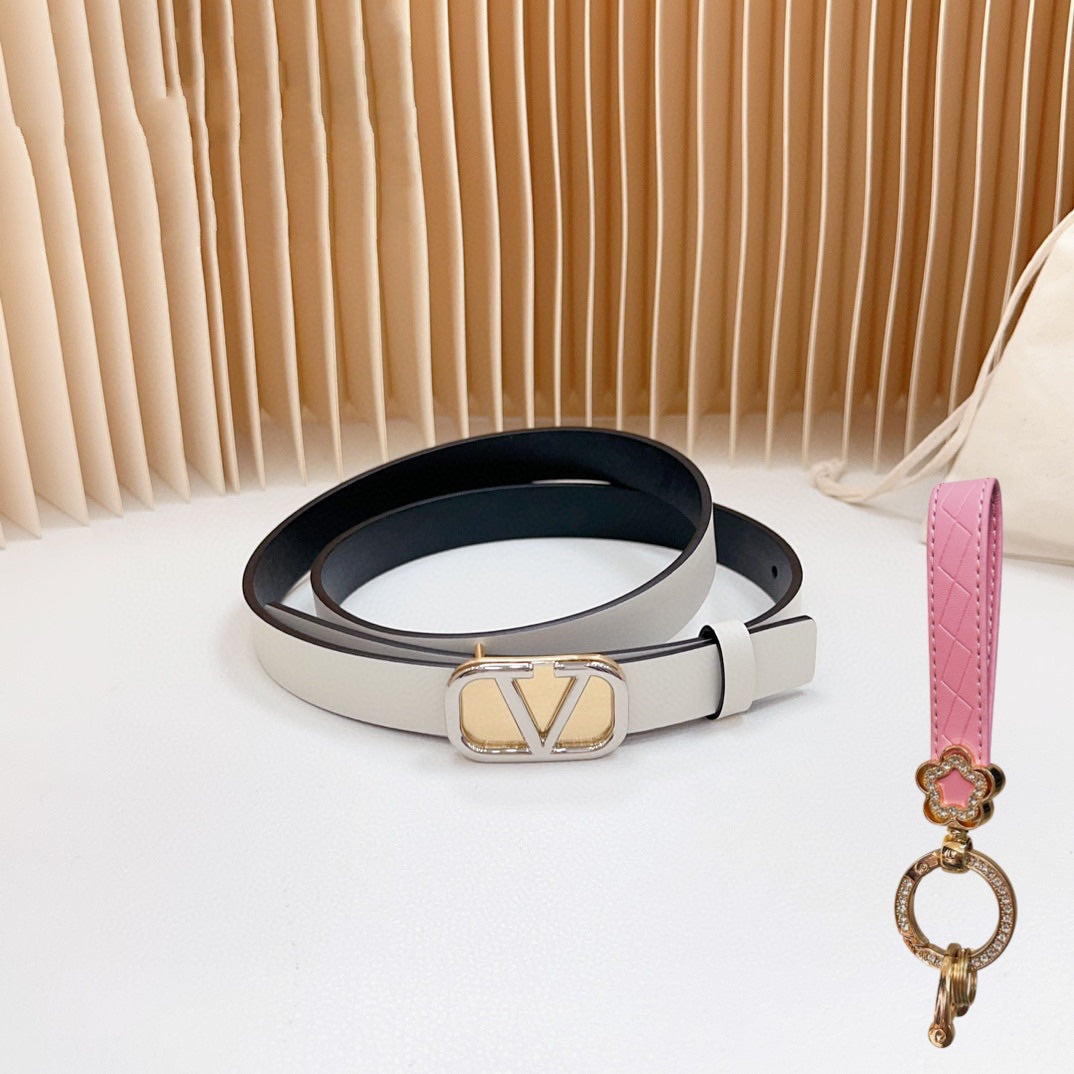 VALENTINO Silver Vlogo and Gold Hardware Buckle Black White Calfskin 20mm