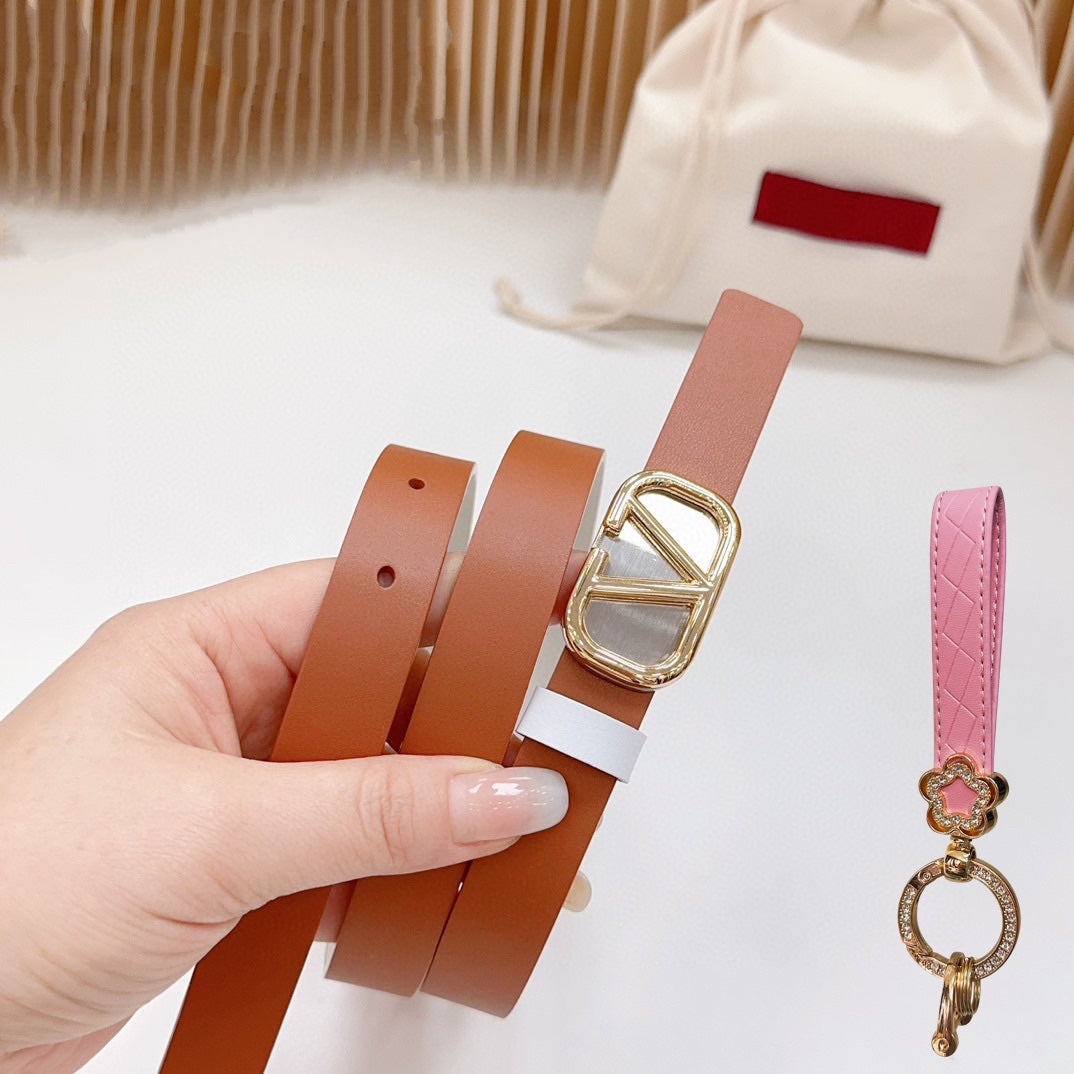 VALENTINO Gold Vlogo and Silver Hardware Buckle Tan White Calfskin 20mm