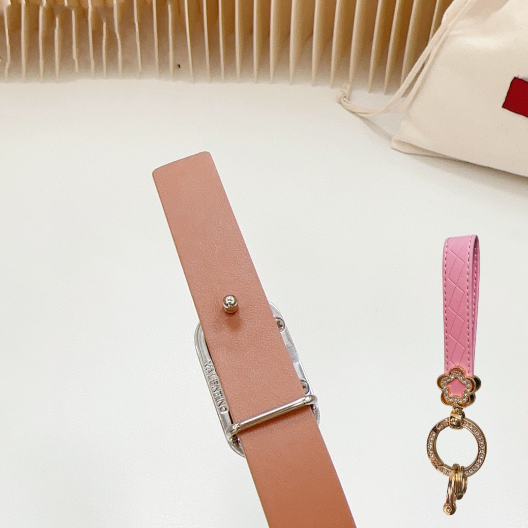 VALENTINO Gold Vlogo and Silver Hardware Buckle Tan Calfskin 20mm