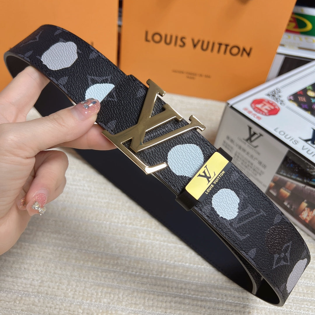 LOUIS VUITTON LV 25S BELT 38 MM IN DARK CHARCOAL GRAY CALFSKIN 593280