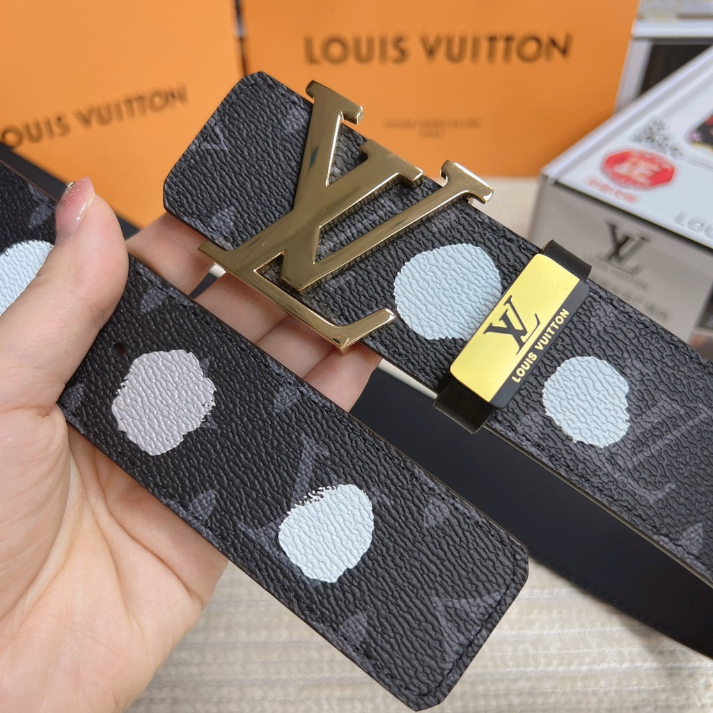 LOUIS VUITTON LV 25S BELT 38 MM IN DARK CHARCOAL GRAY CALFSKIN 593280