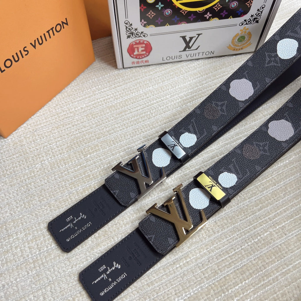 LOUIS VUITTON LV 25S BELT 38 MM IN DARK CHARCOAL GRAY CALFSKIN 593280