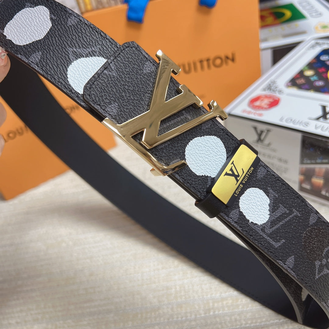 LOUIS VUITTON LV 25S BELT 38 MM IN DARK CHARCOAL GRAY CALFSKIN 593280