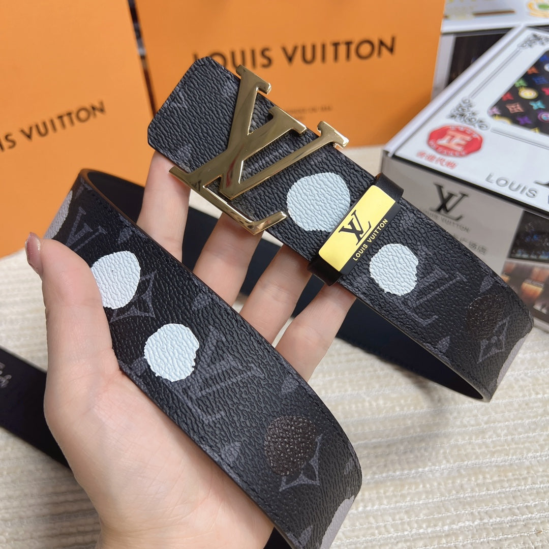 LOUIS VUITTON LV 25S BELT 38 MM IN DARK CHARCOAL GRAY CALFSKIN 593280