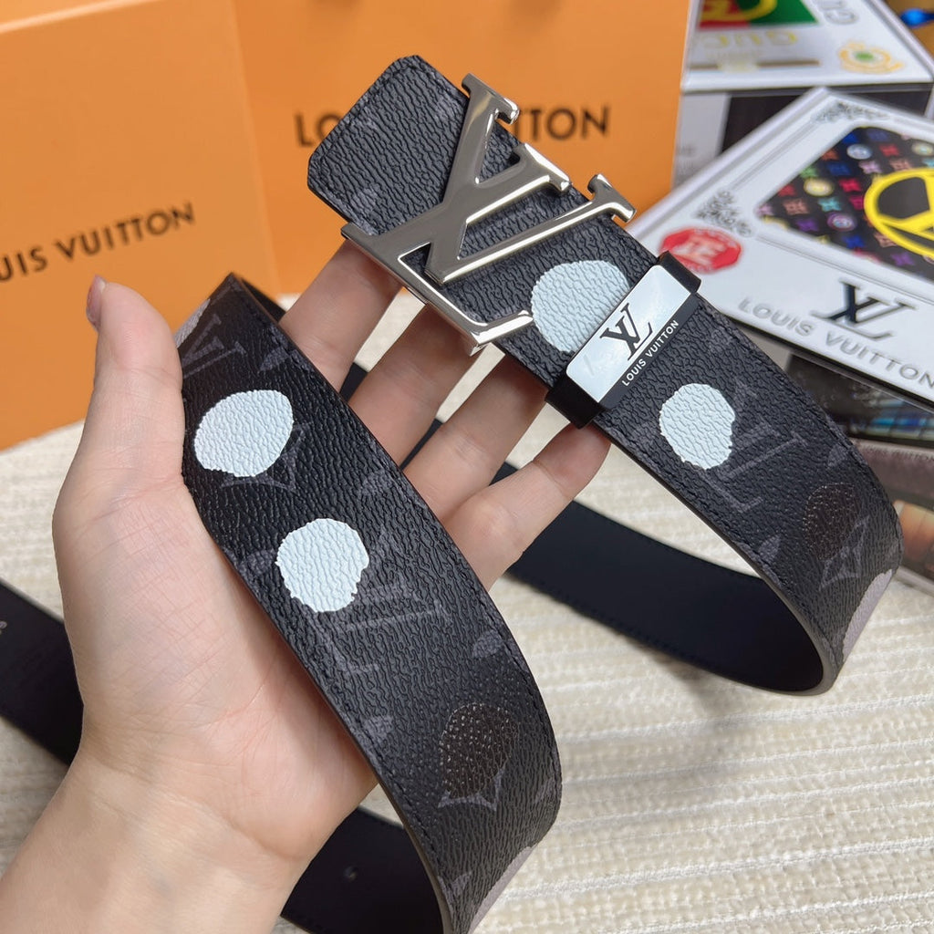 LOUIS VUITTON LV 25S BELT 38 MM IN DARK CHARCOAL GRAY CALFSKIN 593281