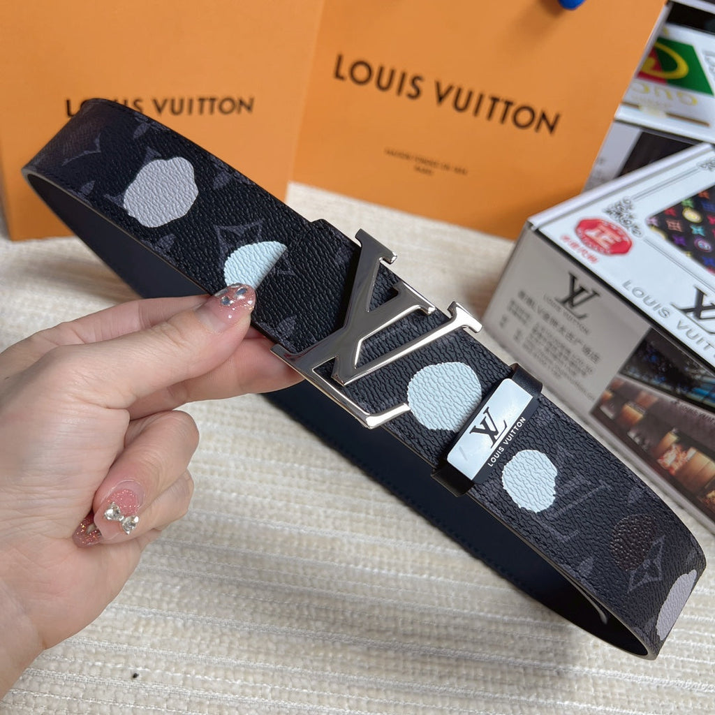 LOUIS VUITTON LV 25S BELT 38 MM IN DARK CHARCOAL GRAY CALFSKIN 593281