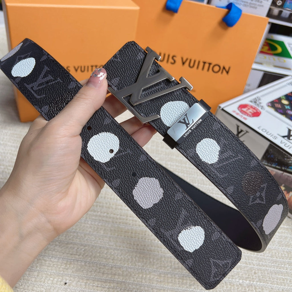 LOUIS VUITTON LV 25S BELT 38 MM IN DARK CHARCOAL GRAY CALFSKIN 593281