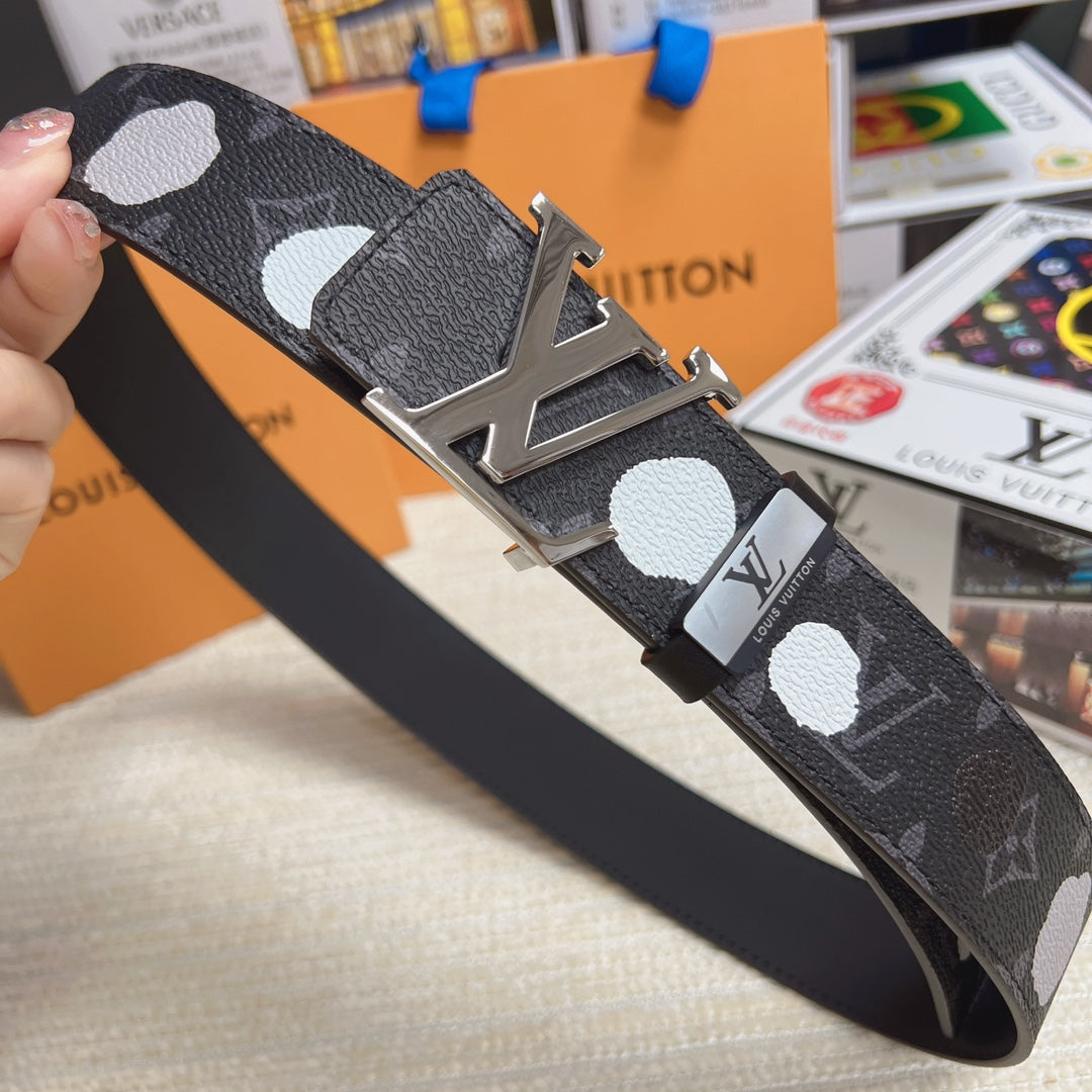 LOUIS VUITTON LV 25S BELT 38 MM IN DARK CHARCOAL GRAY CALFSKIN 593281