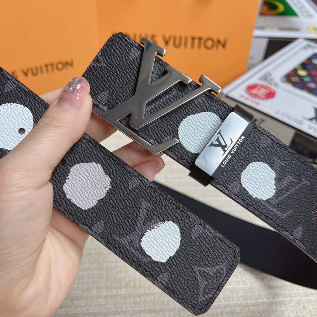 LOUIS VUITTON LV 25S BELT 38 MM IN DARK CHARCOAL GRAY CALFSKIN 593281