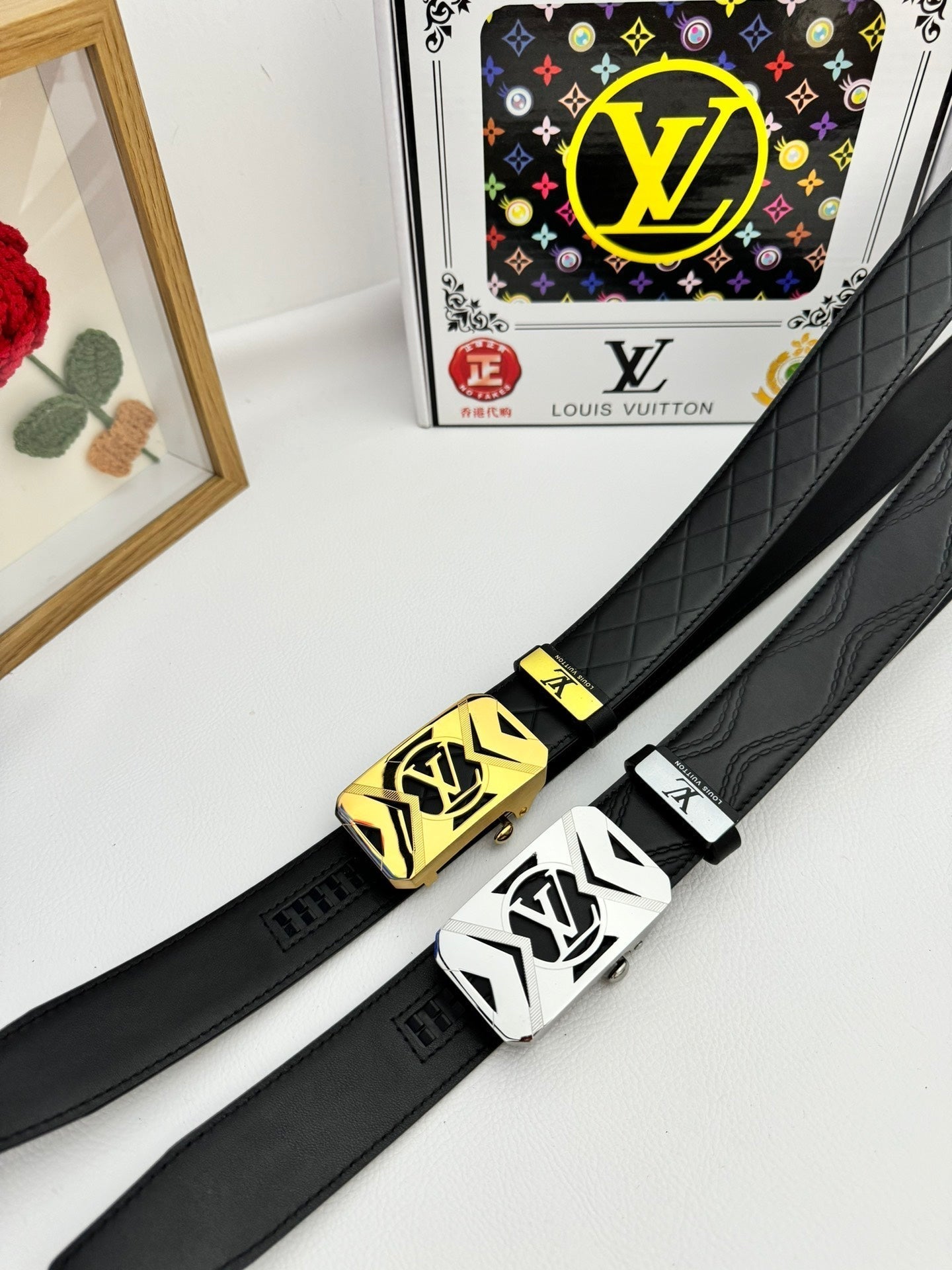 LOUIS VUITTON LV 25S BELT 35 MM IN BLACK CALFSKIN 593218
