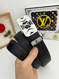 LOUIS VUITTON LV 25S BELT 35 MM IN BLACK CALFSKIN 593218